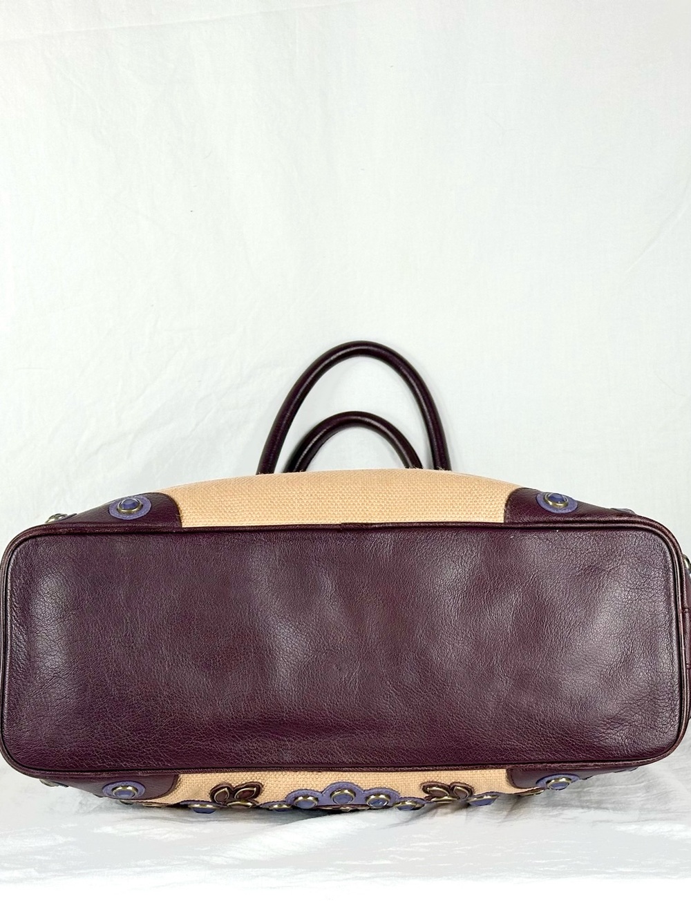 Isabella Fiore ‘Set in Stone’ Jeweled Tote Bag Tan and Brown Leather Trim - Picture 7 of 16